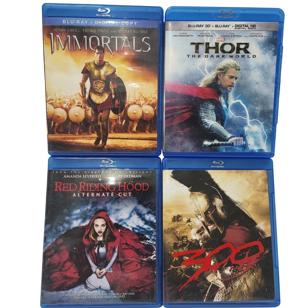 Blu-ray Lot 4 Films Thor The Dark‎ World 300 Immortals Red Riding Hood Action*